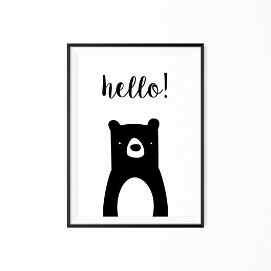 Plakat dla dzieci Hello Bear myscandi