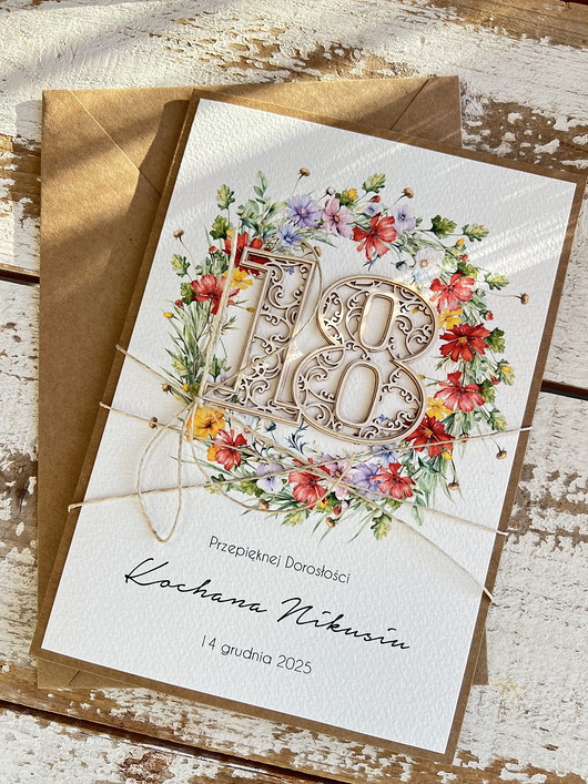 kartki scrapbooking Personalizowany prezent - kartka ręcznie robiona na 18 urodziny