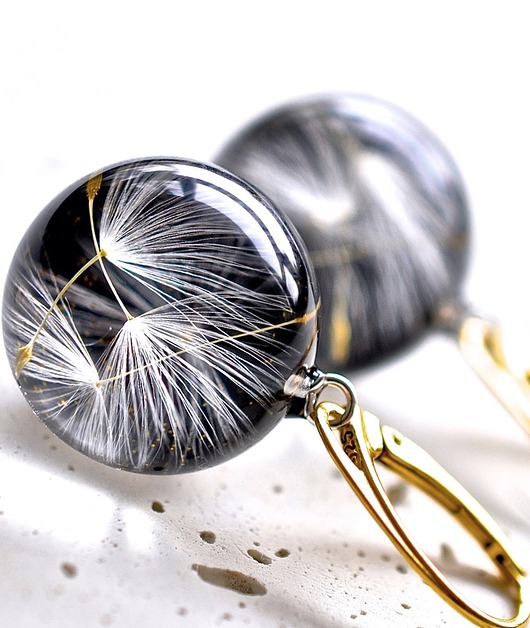 Kolczyki srebrne z nasionami dmuchawca Grol Jewellery
