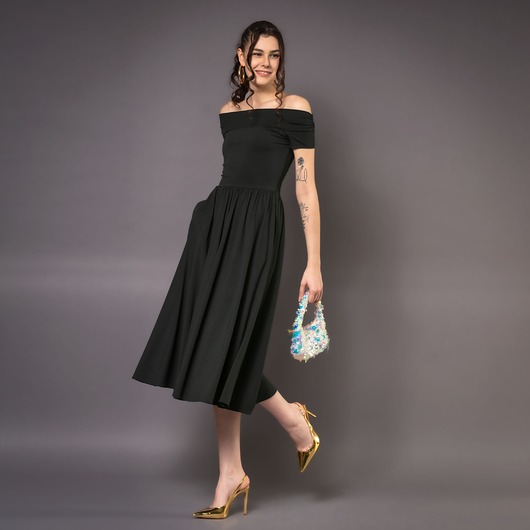 sukienki midi damskie Czarna sukienka - Summer Sandy