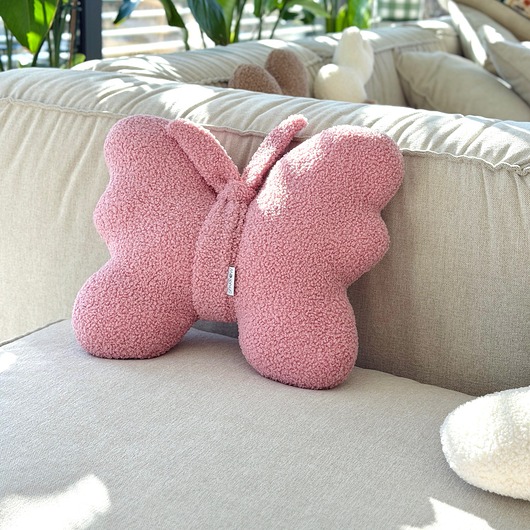 poduszki, poszewki - różne Poduszka motyl boucle różowy