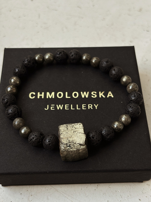 biżuteria męska Bransoletka Męska Piryt i Lawa