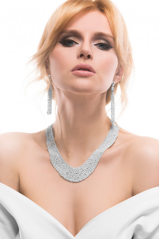 zestaw kolczyki sople + bransoletka sznurek JankowskaJewellery