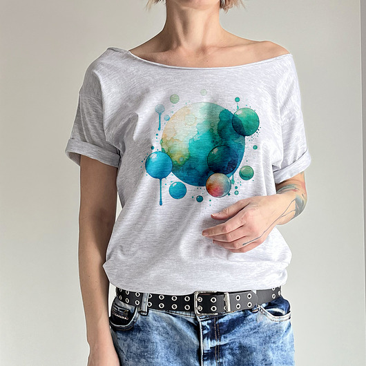 t-shirt damskie Banieczki zielone Szary Oversize