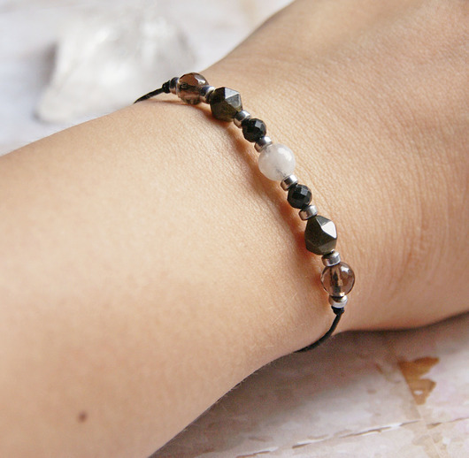 bransoletki z kamieni naturalnych KOZIOROŻEC - zodiac collection - NEW silver