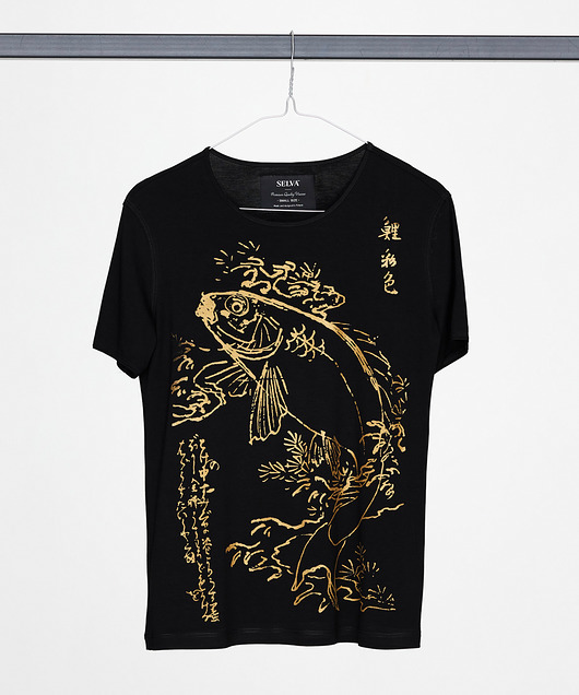 t-shirt damskie Gold Hiroshige Koi T-shirt WOMAN