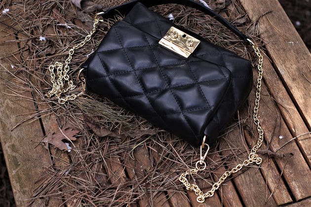 torby na ramię Skórzana MAEVE S PIK X Black Classic szewro GOLD