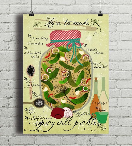 Spicy Pickles - plakat kuchenny art giclee A4 minimalmill