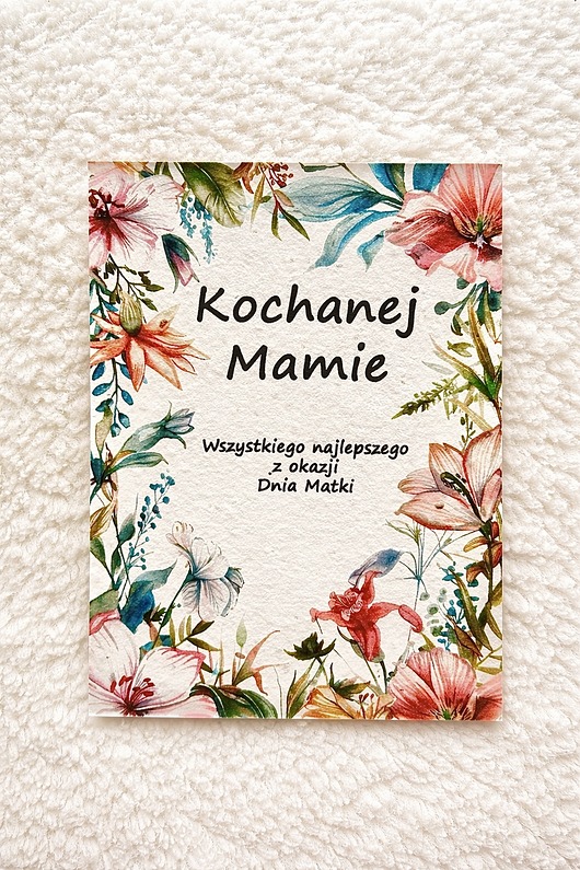 kartki okolicznościowe - wydruki Kartka z nasionami kwiatów na Dzień Matki - papier czerpany