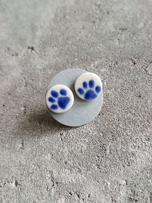 kolczyki ceramiczne Kolczyki ceramiczne Bolesławiec łapki