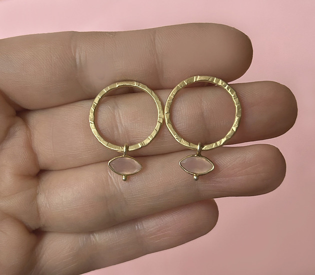 kolczyki pozłacane Kolczyki Plates Pink - srebro 925 pokryte 24k złotem