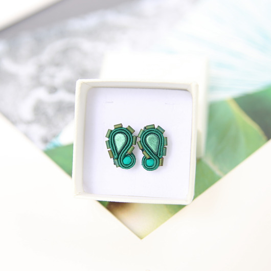 kolczyki soutache Łezki 4 sztyfty - kolczyki z sutaszu