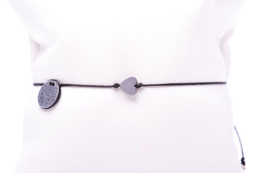 WHW Taste With Matt Silver Heart On Black String w hand works
