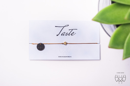 WHW Taste With Tiny Heart On Gold String w hand works