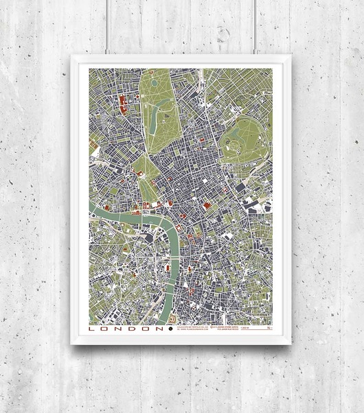 Plakat London - plan miasta minimalmill