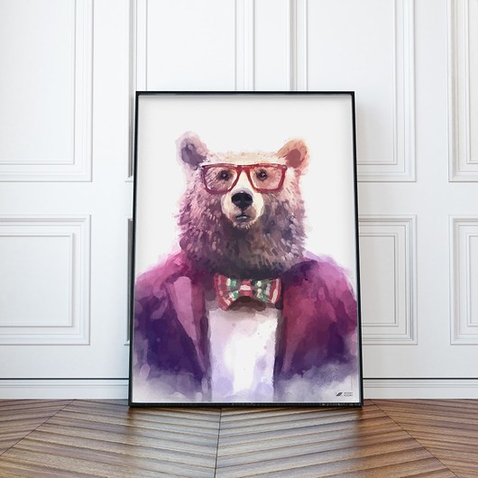 Grafika / Plakat "Hipsterski Miś " 50x70cm WzoryKolory