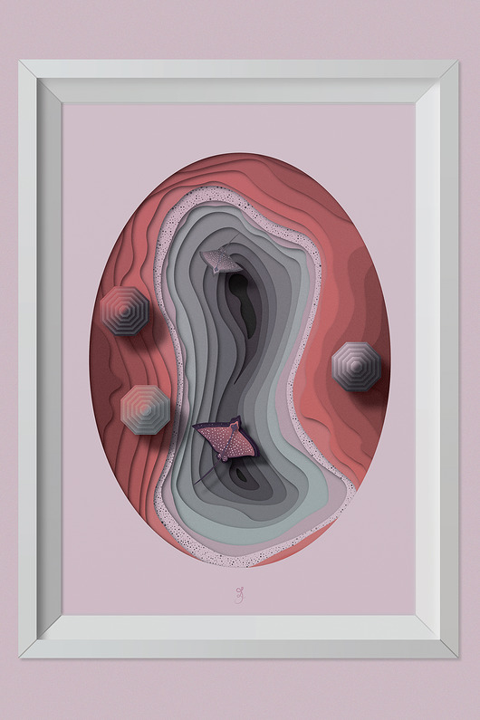 Plakat Płaszczki Grafika 70x50cm ŁUKASZ KROKOSZ ART