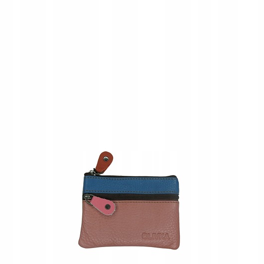 portfele damskie Saszetka skórzana skóra naturalna na klucze bilon poręczna OLIVKA