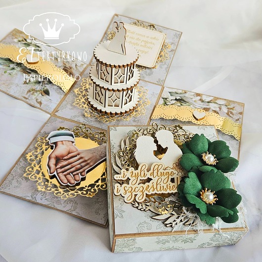 zaproszenia i kartki na ślub Exploding box z tortem trzypiętrowym z okazji ślubu