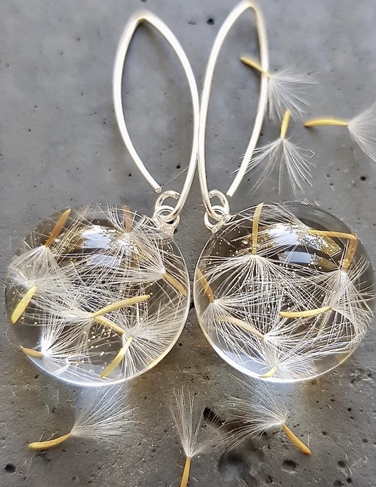 Kolczyki srebrne z nasionami dmuchawca Grol Jewellery