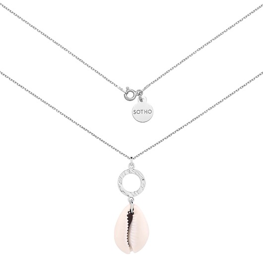 srebrne naszyjniki Srebrny naszyjnik z chropowatym kółeczkiem i dużą muszelką