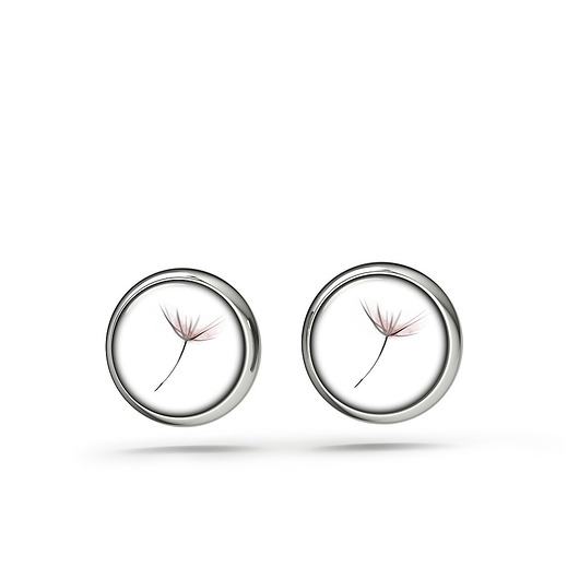 kolczyki szklane Kolczyki sztyfty - Dmuchawiec - mini