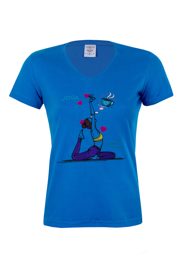 t-shirt damskie Bluzka t-shirt kawa JOGA  morska