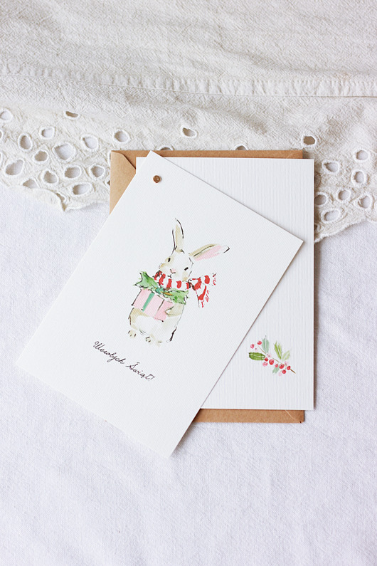 kartki świąteczne Delikatna kartka świąteczna "Zajączek"