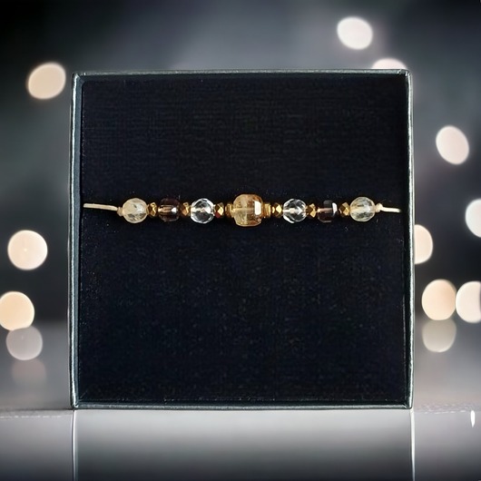 bransoletki z kamieni naturalnych DOBROBYT - amulet - cytryn, kwarc dymny, kryształ górski