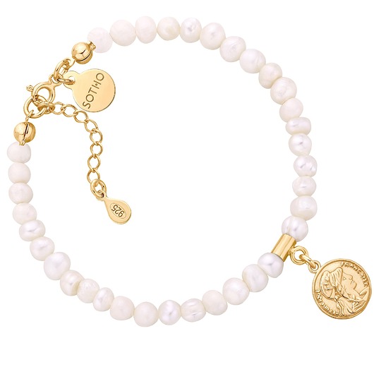 bransoletki złote Bransoletka z pereł naturalnych ze złotą monetą