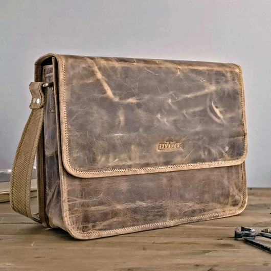 torebki różne Brązowa Torba Listonoszka Męska z Klapą Skóra Buffalo Vintage LB37