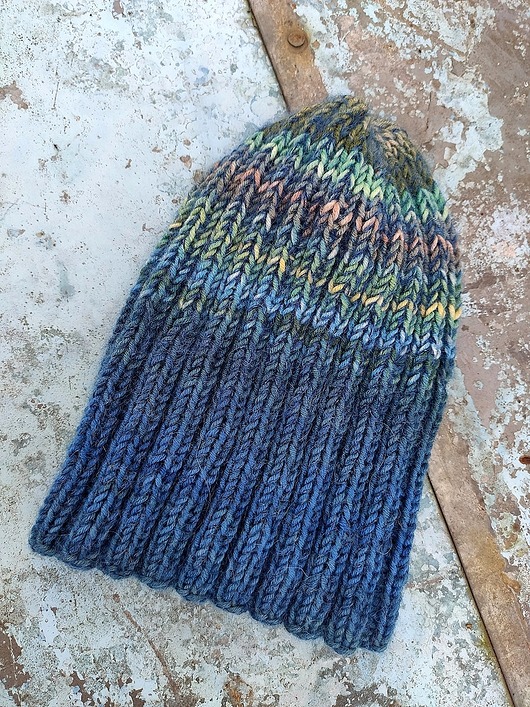 czapki damskie Ombre denim / czapka z jedwabiem