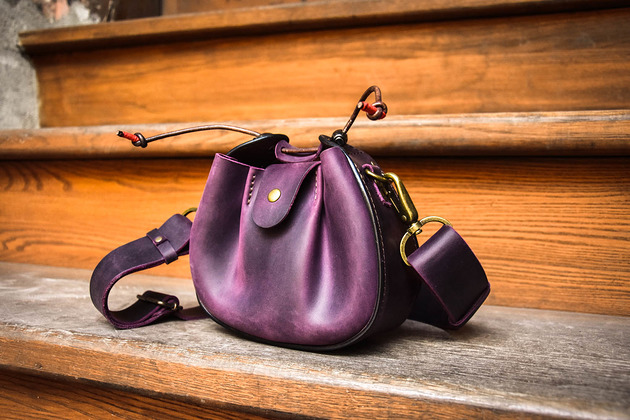 torby na ramię Śliwkowa torebka na ukos od LadyBuQ Art . Mała torebeczka vintage