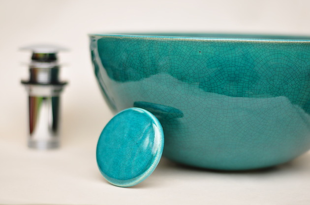 umywalki Umywalka ceramiczna nablatowa 30 cm Emerald Green