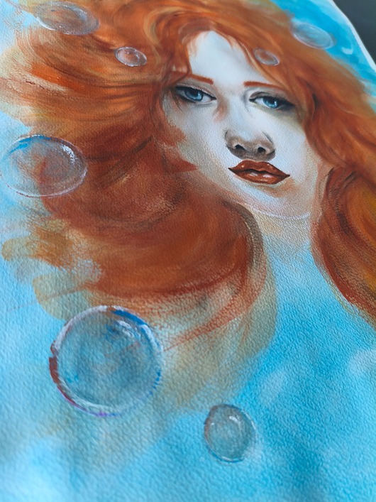 grafiki i ilustracje PROMOCJA! Under the sea obraz akwarela 30x42 syrenka Ariel morze portret