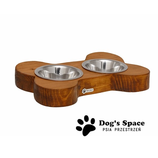 PSIA KOŚĆ Drewniany stojak dla psa, miski Dogs Space
