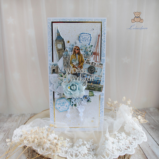 kartki scrapbooking Kobieca kartka urodzinowa, urodziny "Traveller 2" GOTOWA