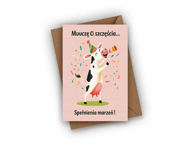 kartki okolicznościowe - wydruki Kartka urodzinowa- Muuuczę Ci szczęścia i spełnienia marzeń!