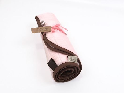kocyki, kołderki, pościel dla dzieci Kocyk FloppyLove Pink & Brown Tags