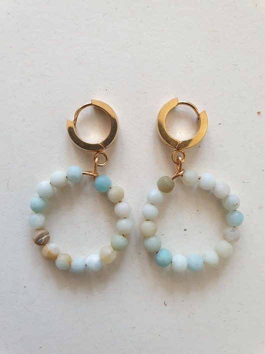 kolczyki z kamieniami Kolczyki DONUTS amazonit