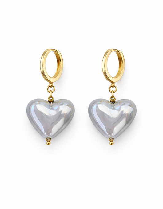 kolczyki pozłacane Kolczyki GREY BALLOON HEARTS- srebro złocone 24K