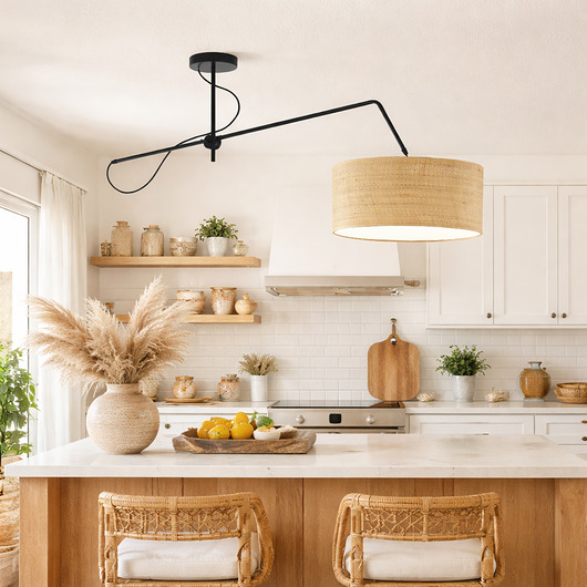 lampy wiszące Czarna lampa sufitowa z regulowanym ramieniem nad stół RIO BOHO