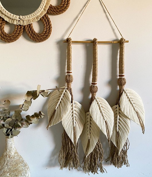 makramy Makrama Boho piórka/liście