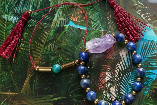 komplet: lapis lazuli, hematyt, agat, ametyst lovina