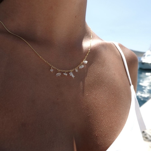 korale Srebrny naszyjnik kryształ górski SPOKÓJ