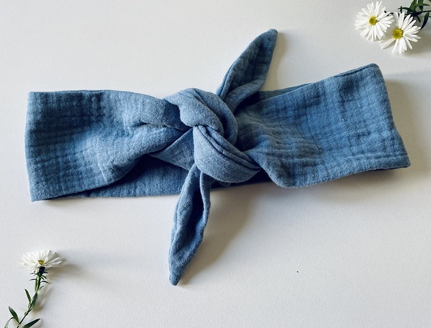 Muślinowa opaska Pin-Up dusty blue odpodszewki