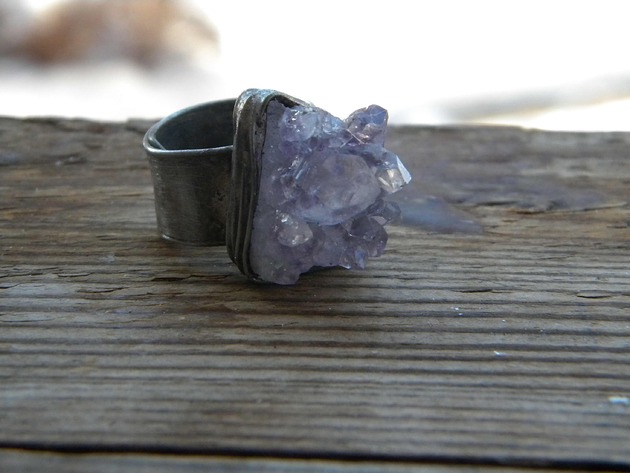 pierścionki - różne Surowy ametyst     - pierścionek