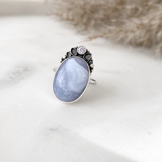 pierścionki srebrne Obłoki (pierścionek z agatem)