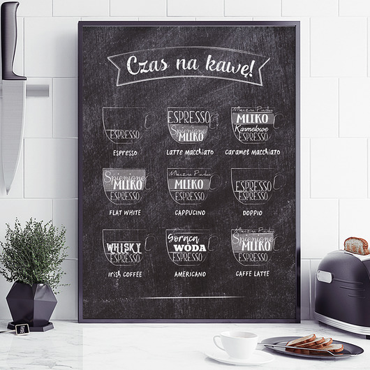 plakaty PLAKAT DO KUCHNI CZAS NA KAWĘ P096 ciemny