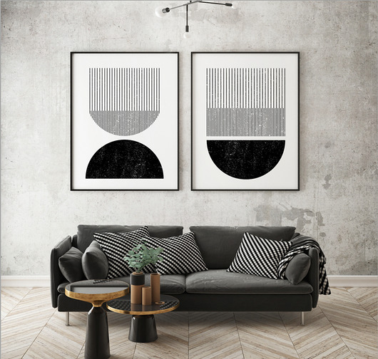 plakaty Zestaw plakatów geometrycznych - black lines